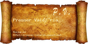 Presser Valéria névjegykártya